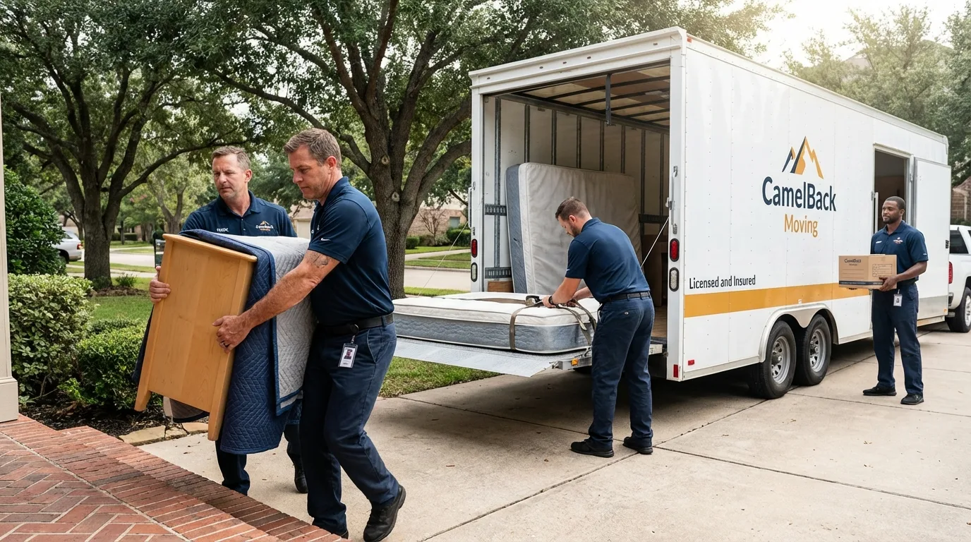 Crew loading residential truck for cross-state move from Preston, GA