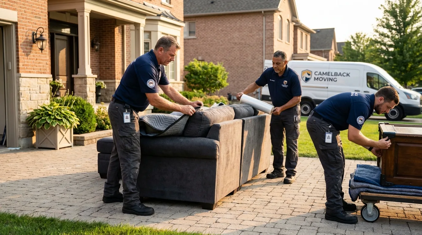 Large estate moving crew wrapping furniture in Preston, GA