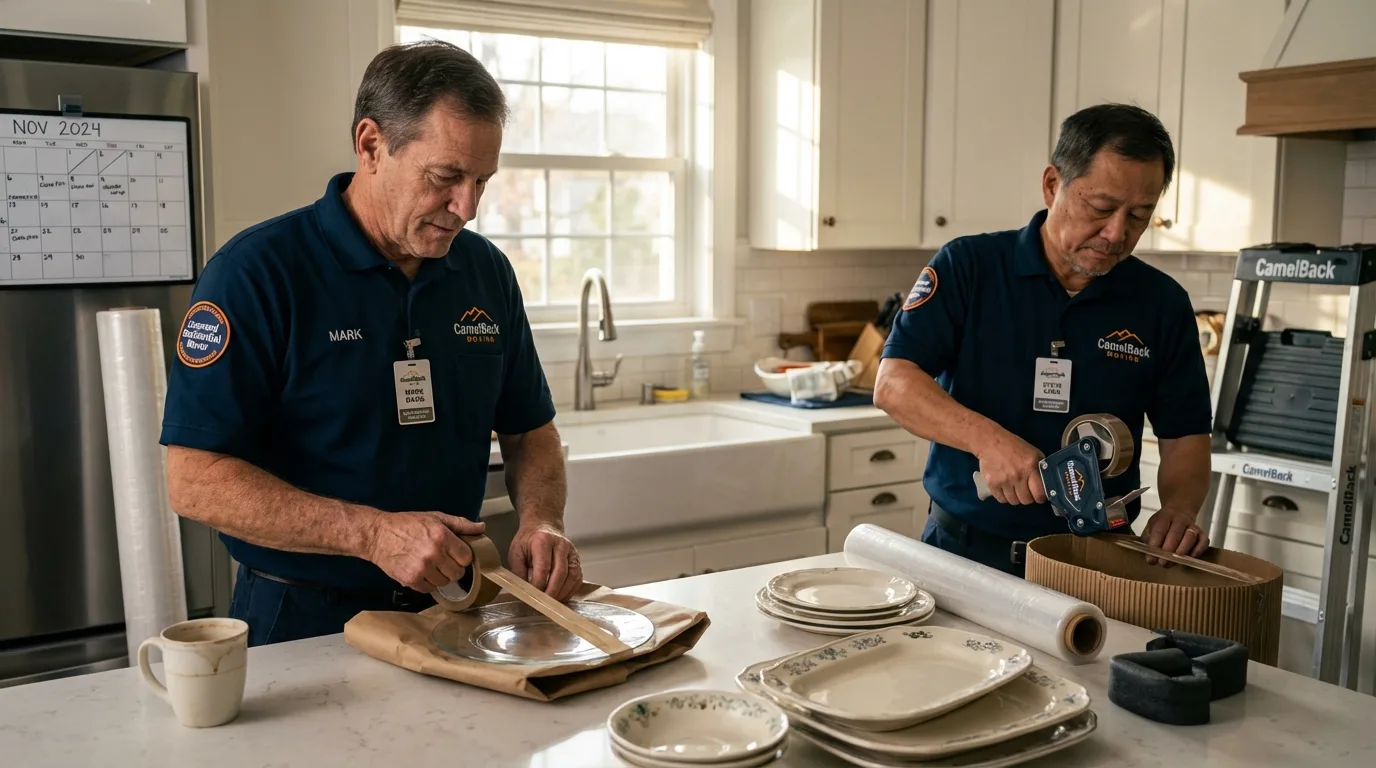 Professional crew packing kitchen dishware in Preston, GA